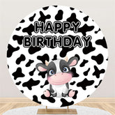 Schwarz Und Weiß Kuh Thema Glücklich Geburtstag Runden Hintergrund